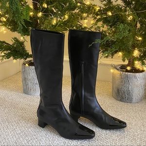 MANOLO BLAHNIK Wakia Leather Cap-Toe Knee Boot